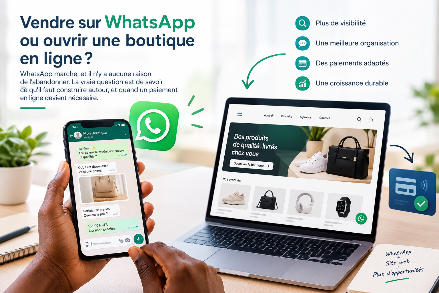 Vendre sur WhatsApp ou ouvrir une boutique en ligne ?